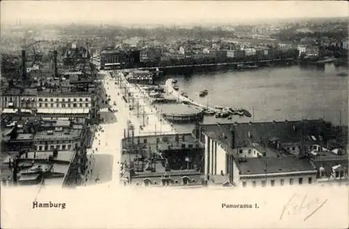 Ak Hamburg Altstadt, Alsterpartie, Blick über den Jungfernstieg, Alsterpavillon