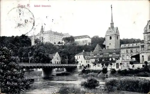 Ak Untermhaus Gera in Thüringen, Schloss Osterstein, Brücke, Kirche