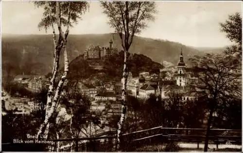 Ak Greiz im Vogtland, Blick vom Hainberg