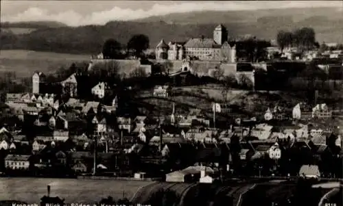 Ak Kronach im Frankenwald Bayern, Blick von Süden auf den Ort und Burg