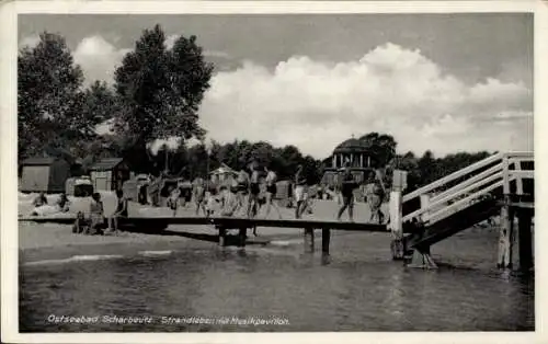 Ak Scharbeutz in Ostholstein, Strandleben mit Musikpavillon