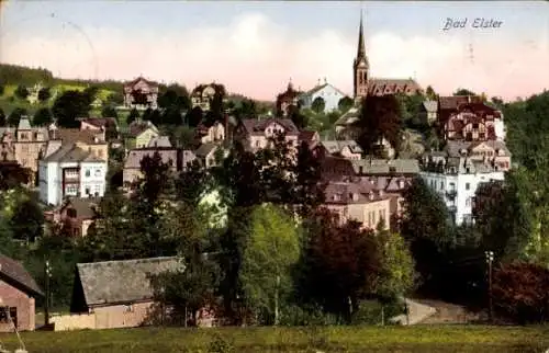 Ak Bad Elster im Vogtland, Teilansicht mit Kirche