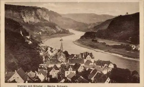 Ak Wehlen Elbe, Blick auf den Ort, Kirche
