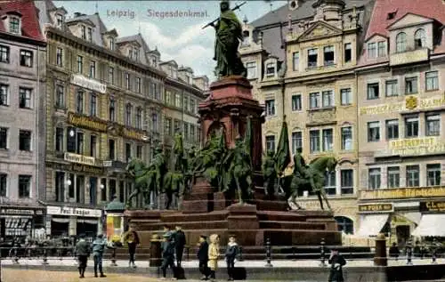 Ak Leipzig in Sachsen, Kinder am Siegesdenkmal, Gustav Stern