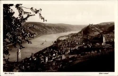 Ak Oberwesel am Rhein, Totalansicht