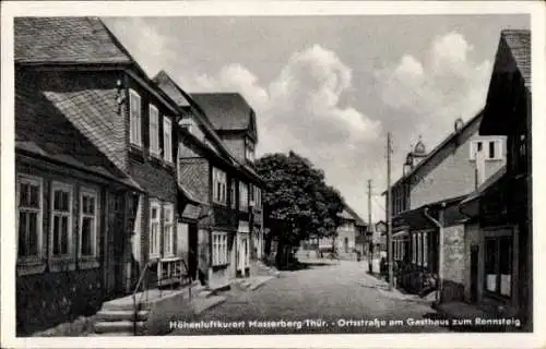 Ak Masserberg in Thüringen, Ortsstraße am Gasthaus zum Rennsteig