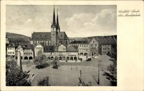 Ak Saalfeld an der Saale Thüringen, Marktplatz, Kirche