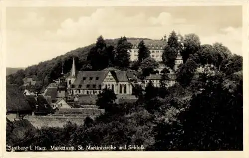 Ak Stolberg Harz, Marktturm, St Martinikirche, Schloss