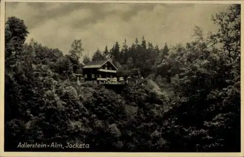Ak Jocketa Pöhl Vogtland, Blick zur Adelrstein Alm, Bes. Wagner