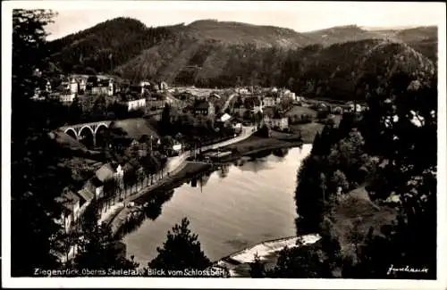 Ak Ziegenrück am Schiefergebirge Thüringen, Oberes Saaletal, Blick vom Schlossberg