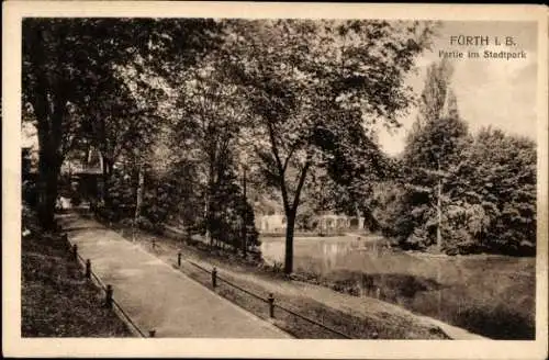 Ak Fürth in Mittelfranken Bayern, Partie im Stadtpark