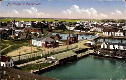 Ak Nordseebad Cuxhaven, Gesamtansicht, Hafen