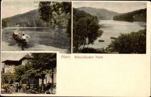 Ak Bad Lauterberg im Harz, Ansichten vom Wiesenbeeker Teich, Terrassenpartie an der Gaststätte