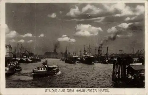 Ak Hamburg Mitte, Stimmungsbild im Hafen