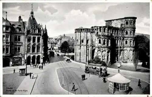 Ak Trier an der Mosel, Porta Nigra, Straßenbahn