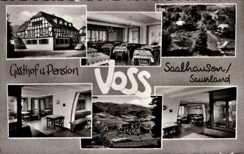 Ak Saalhausen Lennestadt im Sauerland, Totalansicht, Gasthof Pension Voss