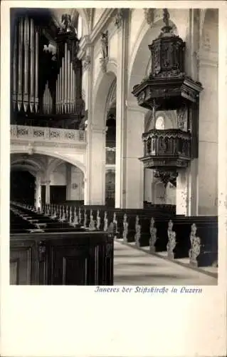 Ak Luzern Stadt Schweiz, Inneres der Stiftskirche