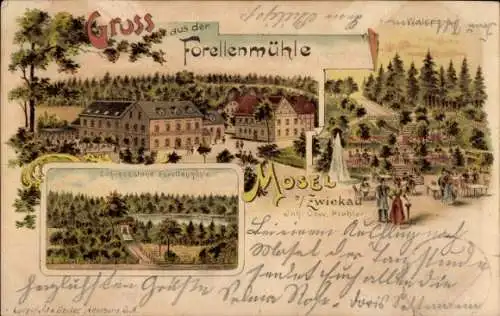 Litho Mosel Zwickau in Sachsen, Schießstand Forellenmühle