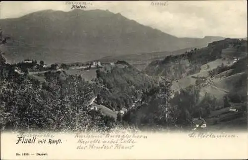 Ak Flüelen Kanton Uri Schweiz, Panorama mit Ranft, Pilatus