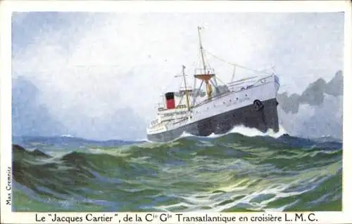 Künstler Ak Haffner, Kreuzfahrtschiff Jacques Cartier, CGT, Maritime and Colonial League