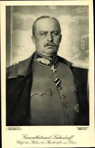 Ak Generalleutnant Erich Ludendorff, Portrait, Chef des Stabes der Streitkräfte im Osten