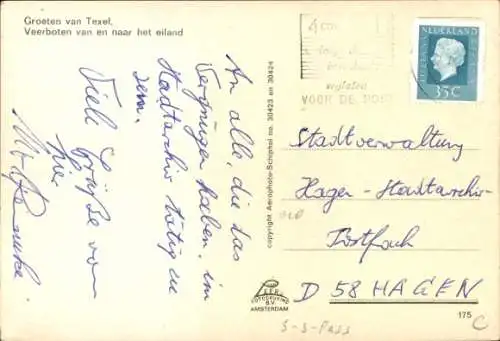 Ak Texel Nordholland Niederlande, Fährschiffe auf dem Meer