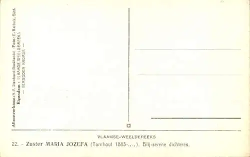 Ak Zuster Maria Jozefa, Niederländischer Dichterin