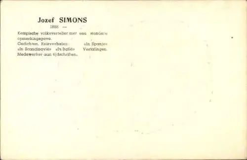 Künstler Ak Jozef Simons, Flämischer Schriftsteller