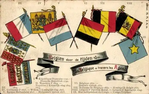 Präge Wappen Litho Belgien im Wandel der Zeit