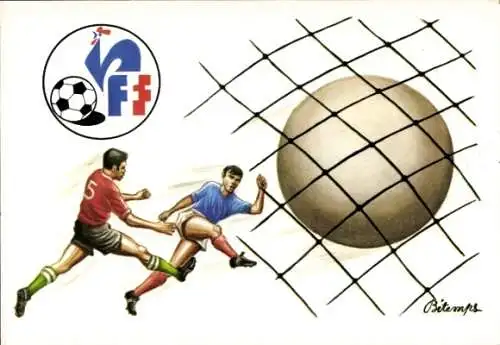 Künstler Ak Betemps, Fußballspieler, Ball, Französischer Fußballverein, Weltmeisterschaft