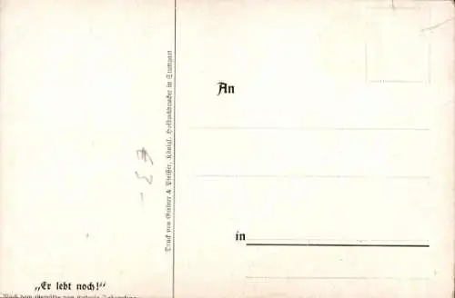 Künstler Ak Fahrenkrog, L., Er lebt noch, Bismarck in Uniform, Rüstung, Portrait