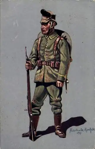 Künstler Ak Lüschwitz Koreffski, K. Sächs. Schützen Füs. Regt. Prinz Georg Nr. 108, Unteroffizier