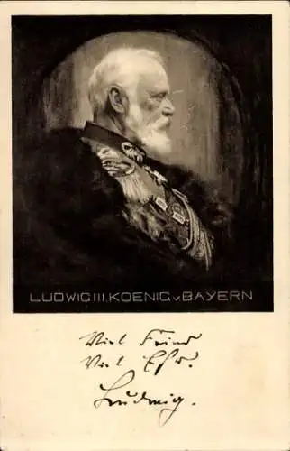 Künstler Ak Firle, Walther, König Ludwig III von Bayern, Portrait, Viel Feind, viel Ehr