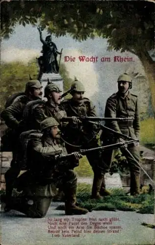 Ak Die Wacht am Rhein, Soldaten, So lang ein Tropfen Blut noch glüht