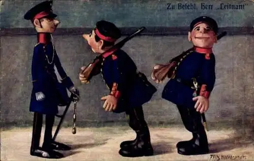 Künstler Ak Hildebrandt, Fritz, Zu Befehl, Herr Leitnant, Deutsche Soldaten in Uniformen