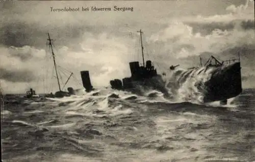 Ak Deutsches Kriegsschiff, Torpedoboot bei schwerem Seegang, Kaiserliche Marine