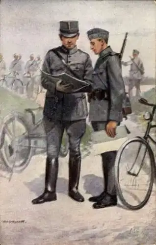 Künstler Ak van Oorschot, Regiment Wielrijders, Niederländische Radfahrtruppen, I. WK