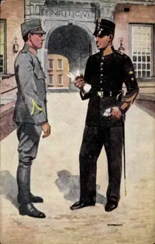 Künstler Ak Niederländische Soldaten in Uniformen, Koninklijke Militaire Academie