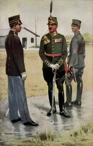 Künstler Ak van Oorschot, Niederländische Soldaten in Uniformen, Grenadier, Offiziere