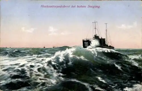 Ak Deutsches Kriegsschiff, Hochseetorpedoboot 110 bei hohem Seegang