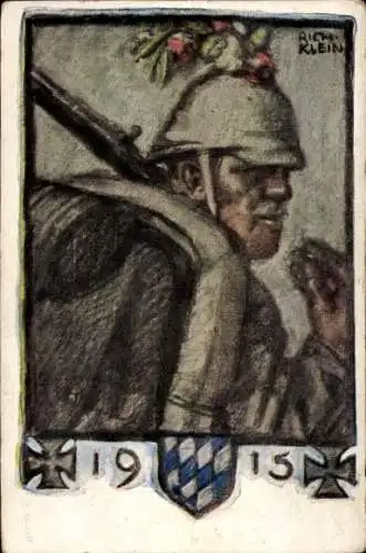 Künstler Ak Klein, Richard, Deutscher Soldat, 1915, Bayerische Kriegsinvaliden-Fürsorge