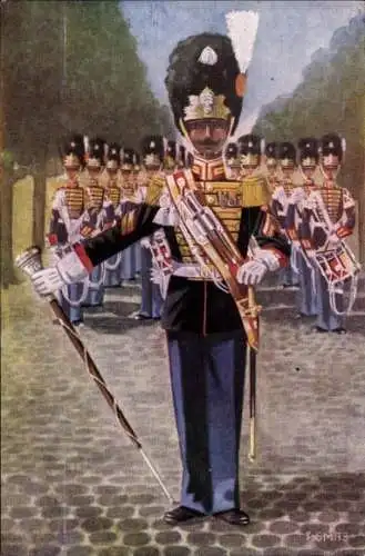 Künstler Ak Smits, Garderegiment Grenadiers, Ceremoniele tenue Tamboer majoor en drumband