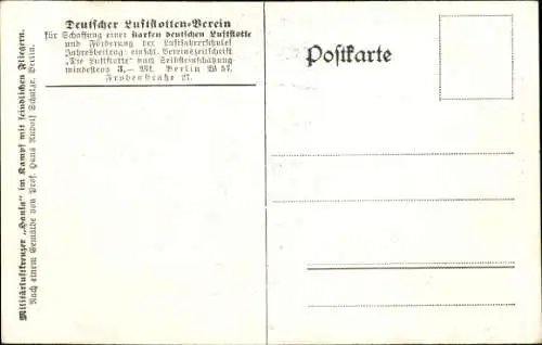 Künstler Ak Schulze, Hans Rudolf, Zeppelin Luftschiff Hansa im Kampf mit feindl. Fliegern, I WK