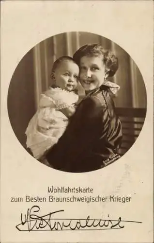 Ak Prinzessin Viktoria Luise von Preußen, Herzogin zu Braunschweig und Lüneburg mit Prinz, Wohlfahrt