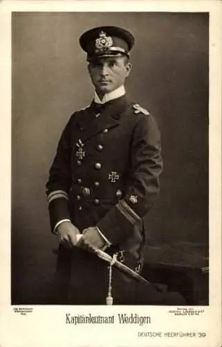 Ak Otto Weddigen, Marineoffizier, Kapitänleutnant, Portrait, Uniform