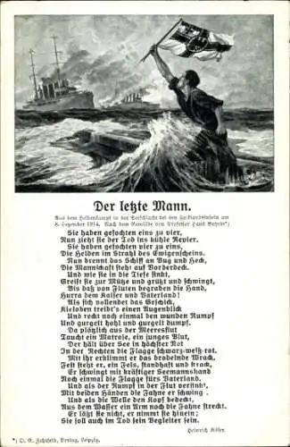 Künstler Ak Bohrdt, H., Gedicht, Der letzte Mann, Heinrich Röser