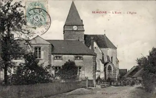 Ak Semoine Aube, Schule, Kirche