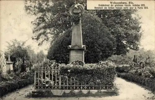 Ak Wissembourg Weißenburg Elsass Bas Rhin, Grabdenkmal der gefallenen französischen Soldaten 1870