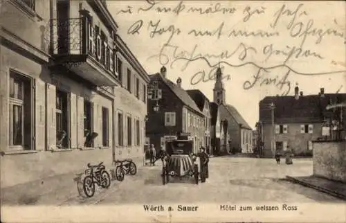 Ak Wœrth sur Sauer Woerth Wörth an der Sauer Elsass Bas Rhin, Hotel zum weissen Ross