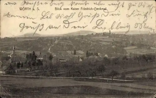 Ak Wœrth sur Sauer Woerth Wörth an der Sauer Elsass Bas Rhin, Blick vom Kaiser Friedrich-Denkmal